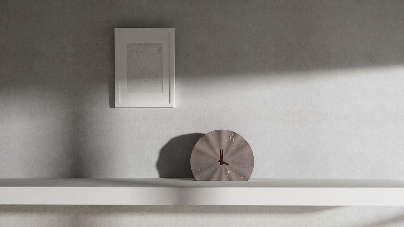 Clock，shell，concrete，keyshot，