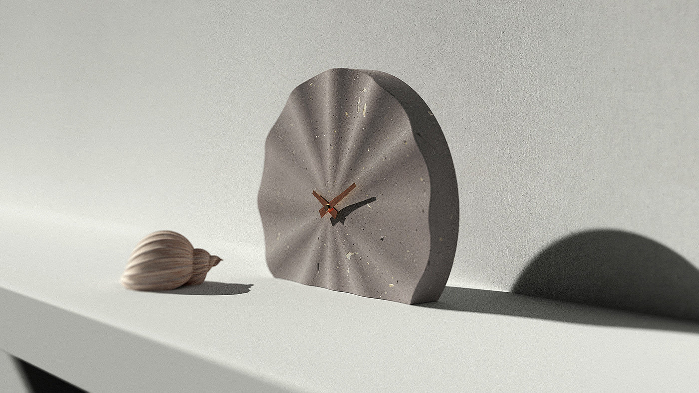 Clock，shell，concrete，keyshot，
