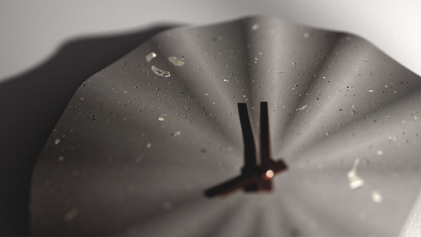 Clock，shell，concrete，keyshot，