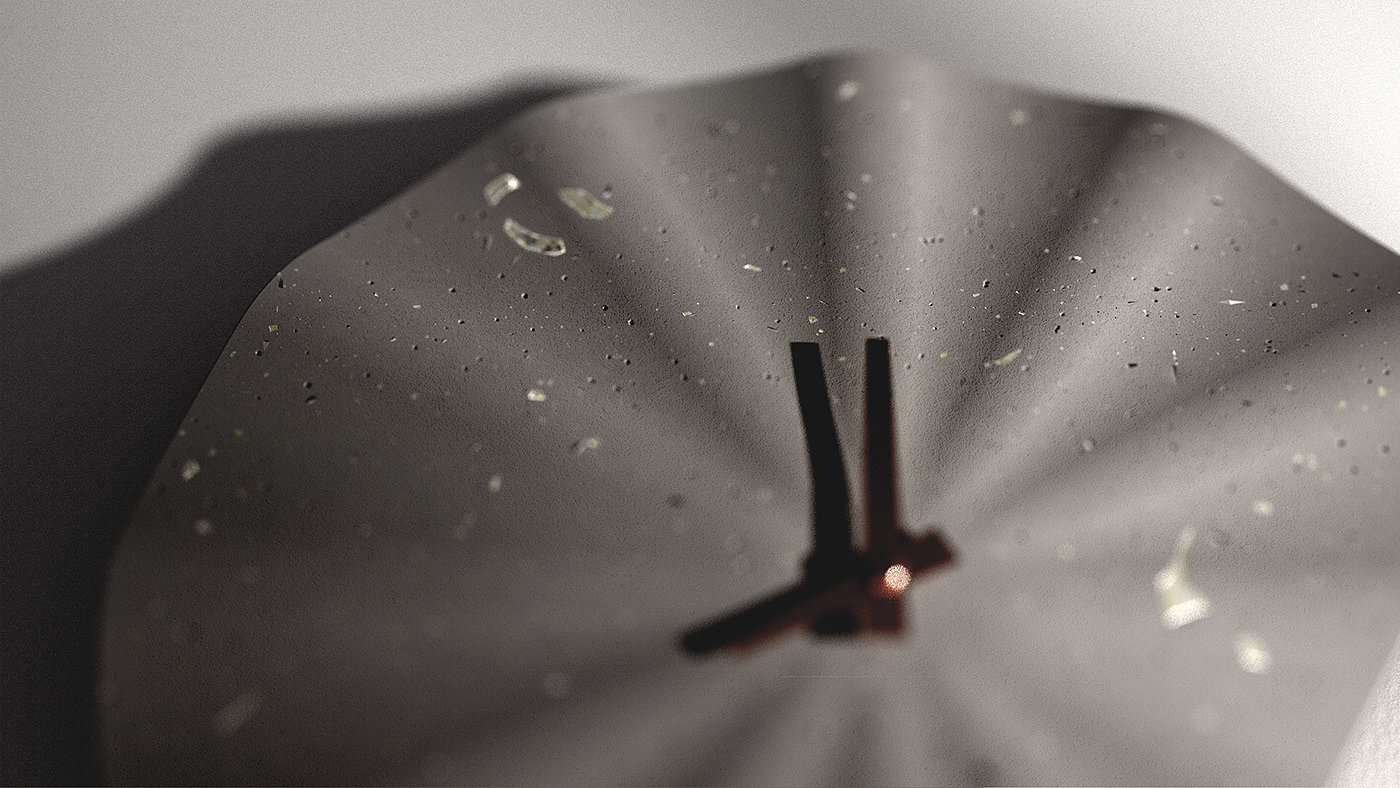 Clock，shell，concrete，keyshot，