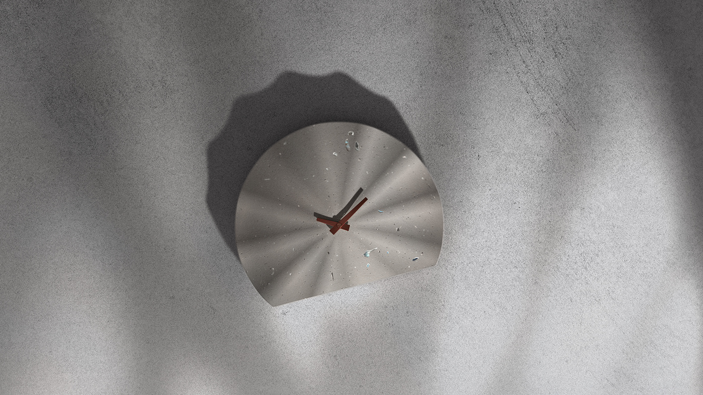 Clock，shell，concrete，keyshot，