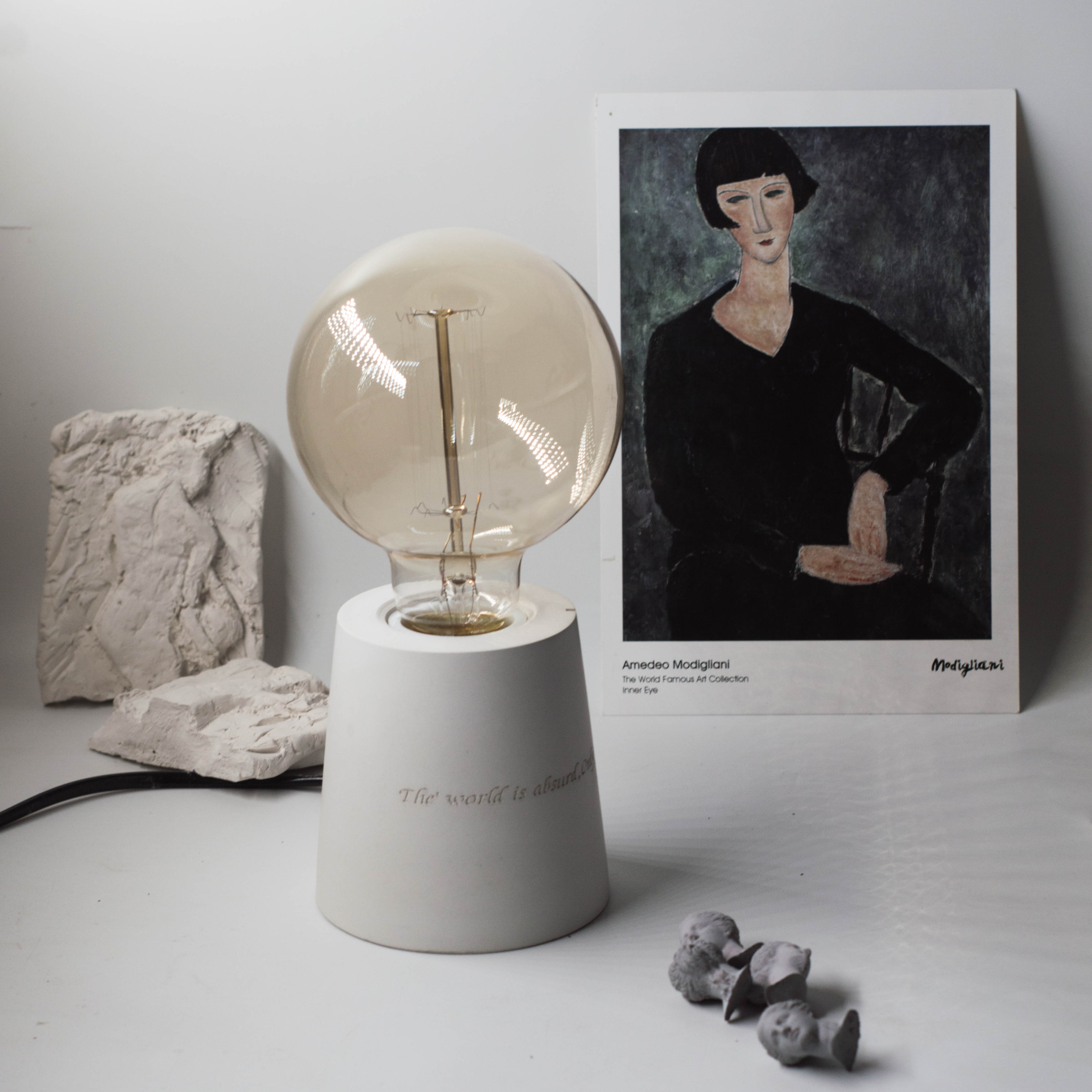 cement，concrete，Desk lamp，original，gift，