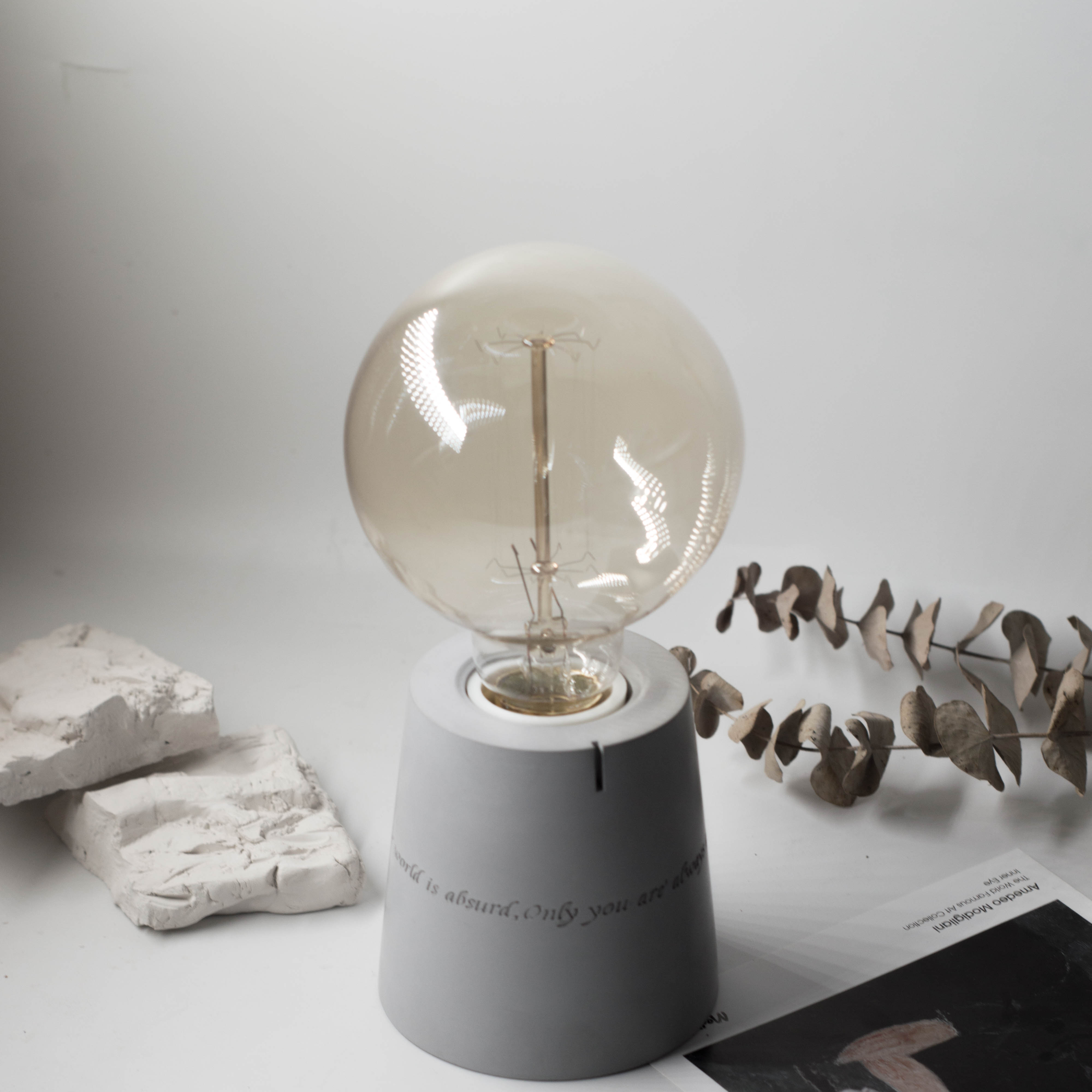 cement，concrete，Desk lamp，original，gift，