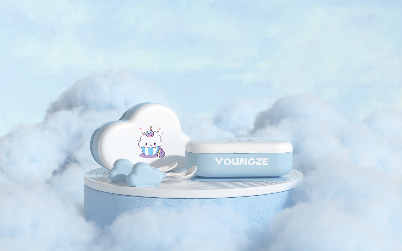 bowl，cloud，children，Mother and baby，Spoon，