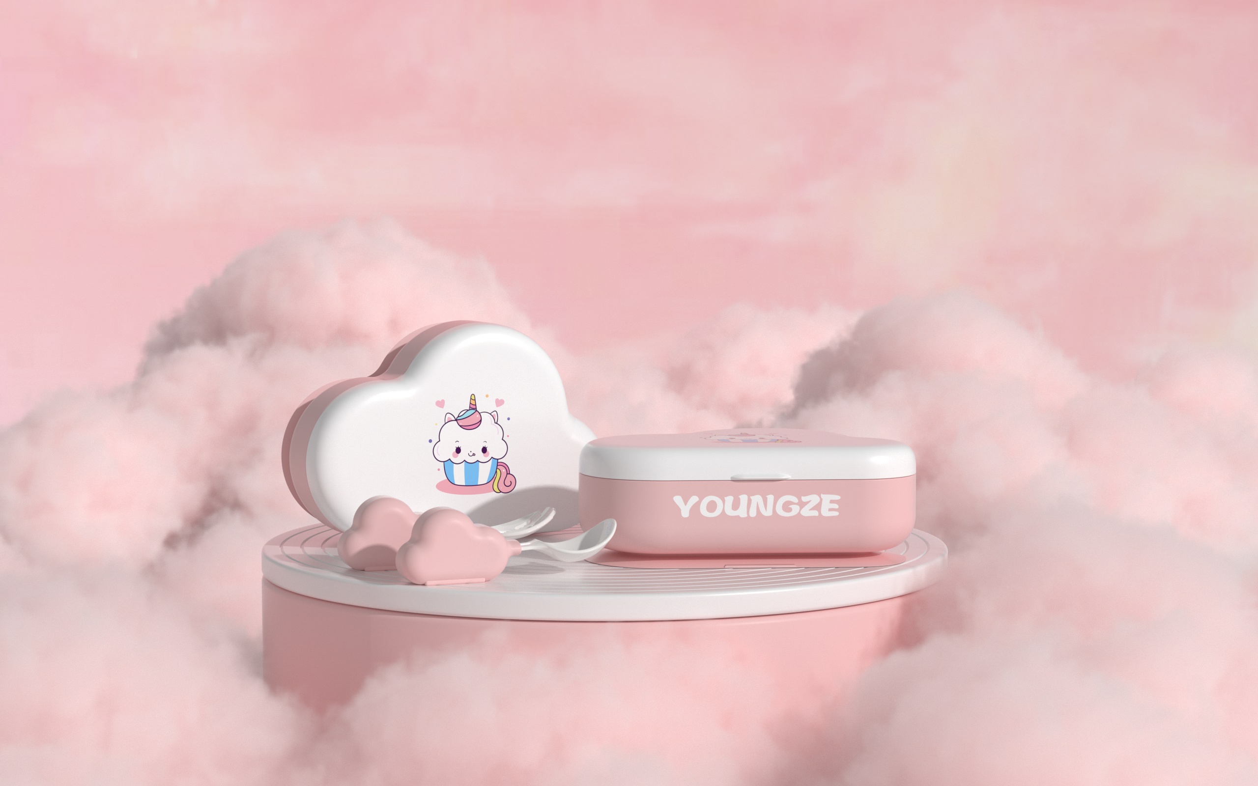 bowl，cloud，children，Mother and baby，Spoon，