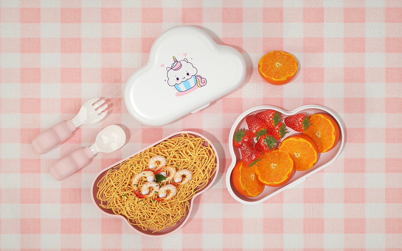 bowl，cloud，children，Mother and baby，Spoon，