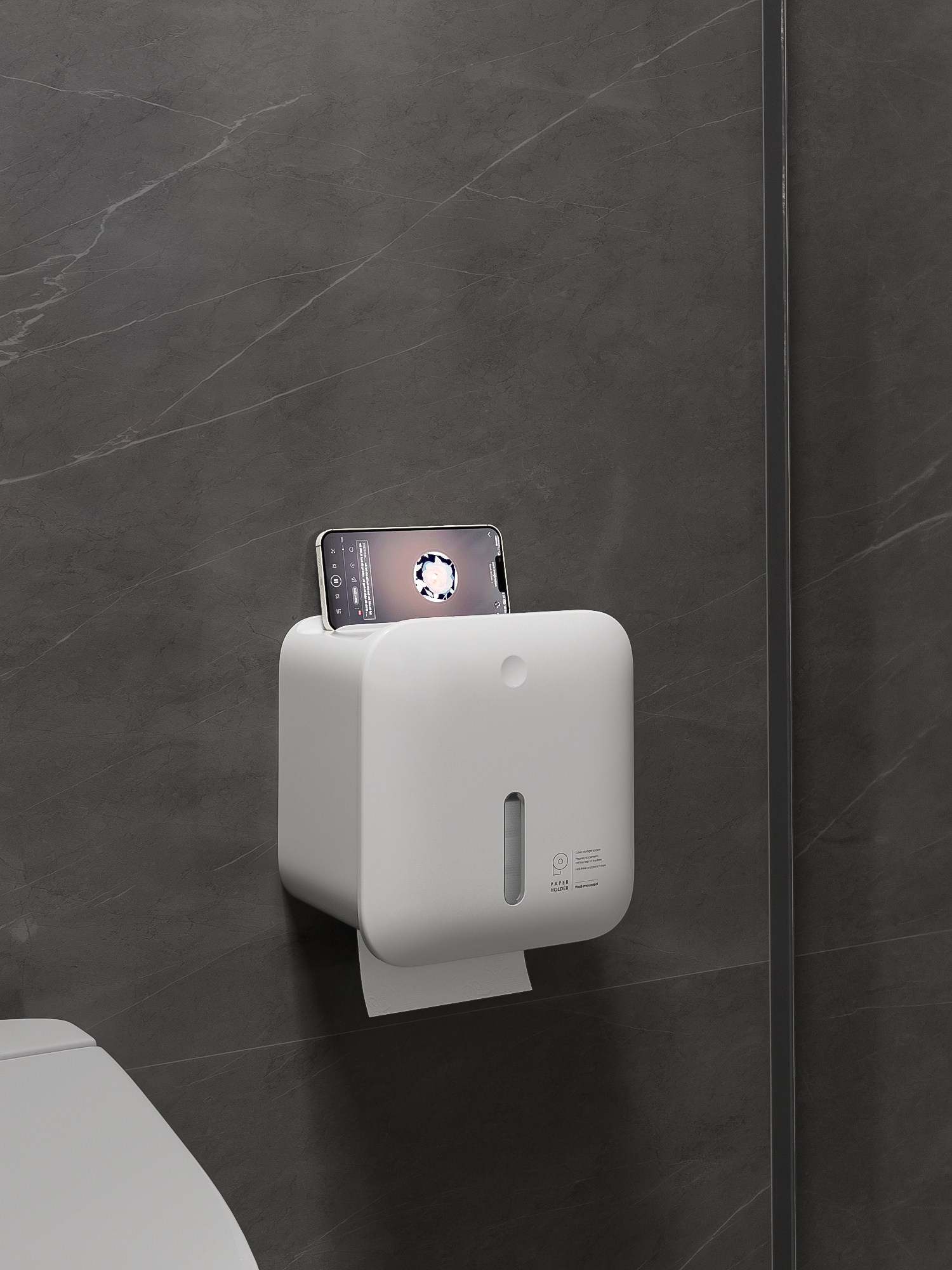 Tissue box，Wall mounted tissue box，Qingmei Institute，Home Furnishing，bathroom，industrial design，