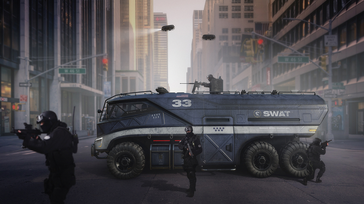 truck，armor，SWAT，industrial design，