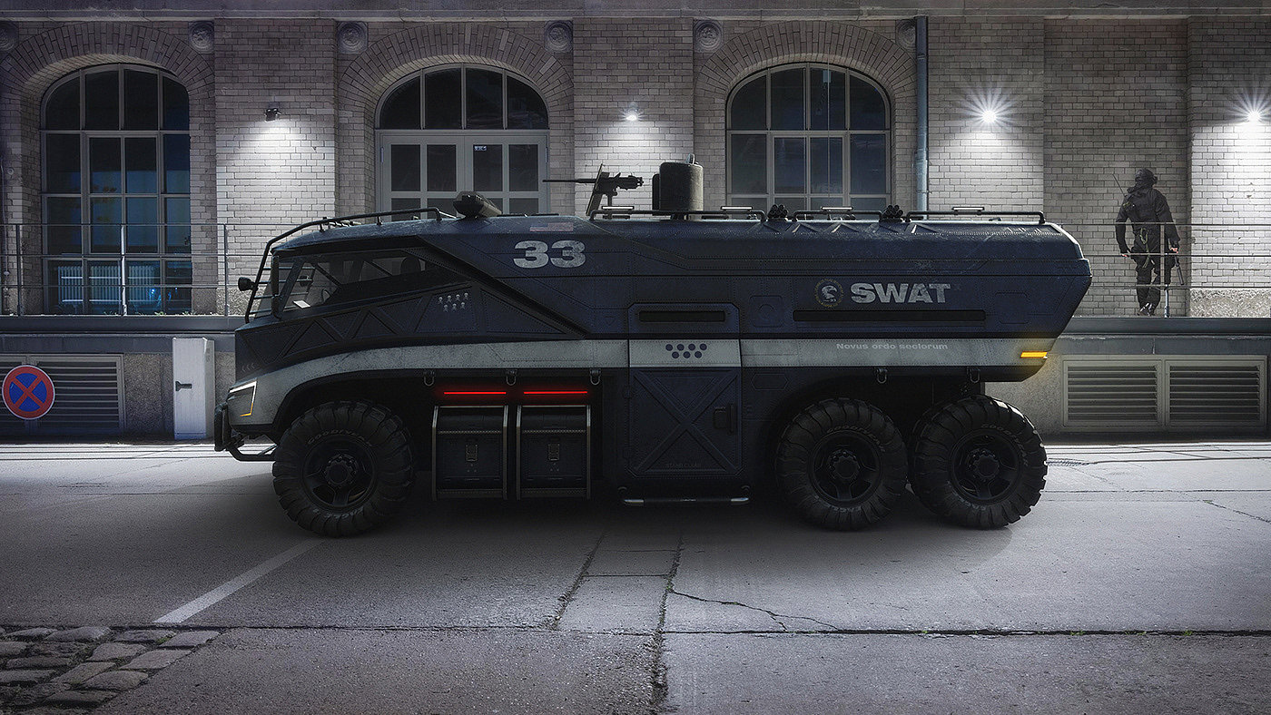 truck，armor，SWAT，industrial design，