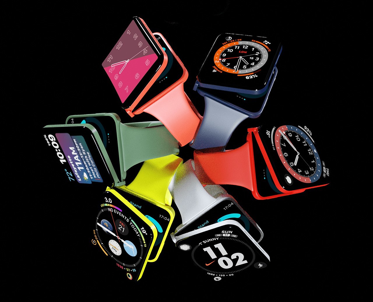 Apple Watch Series X，可折叠手表，智能，数码，概念设计，苹果智能手表，