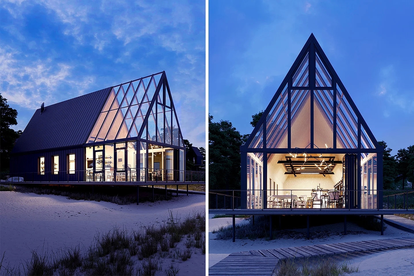 Beach hut，transparent，Architecture，