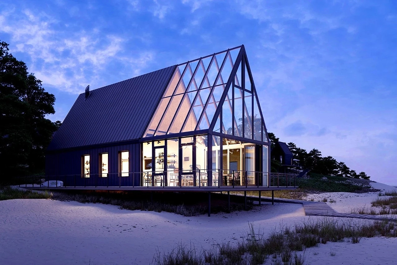 Beach hut，transparent，Architecture，