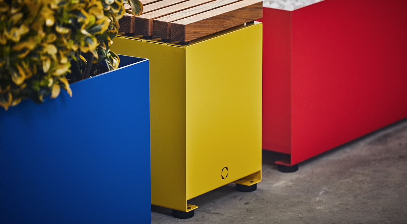 Felix Monza，outdoor，bench，Flowerpot，Steel，Outdoor chair，Public seat，