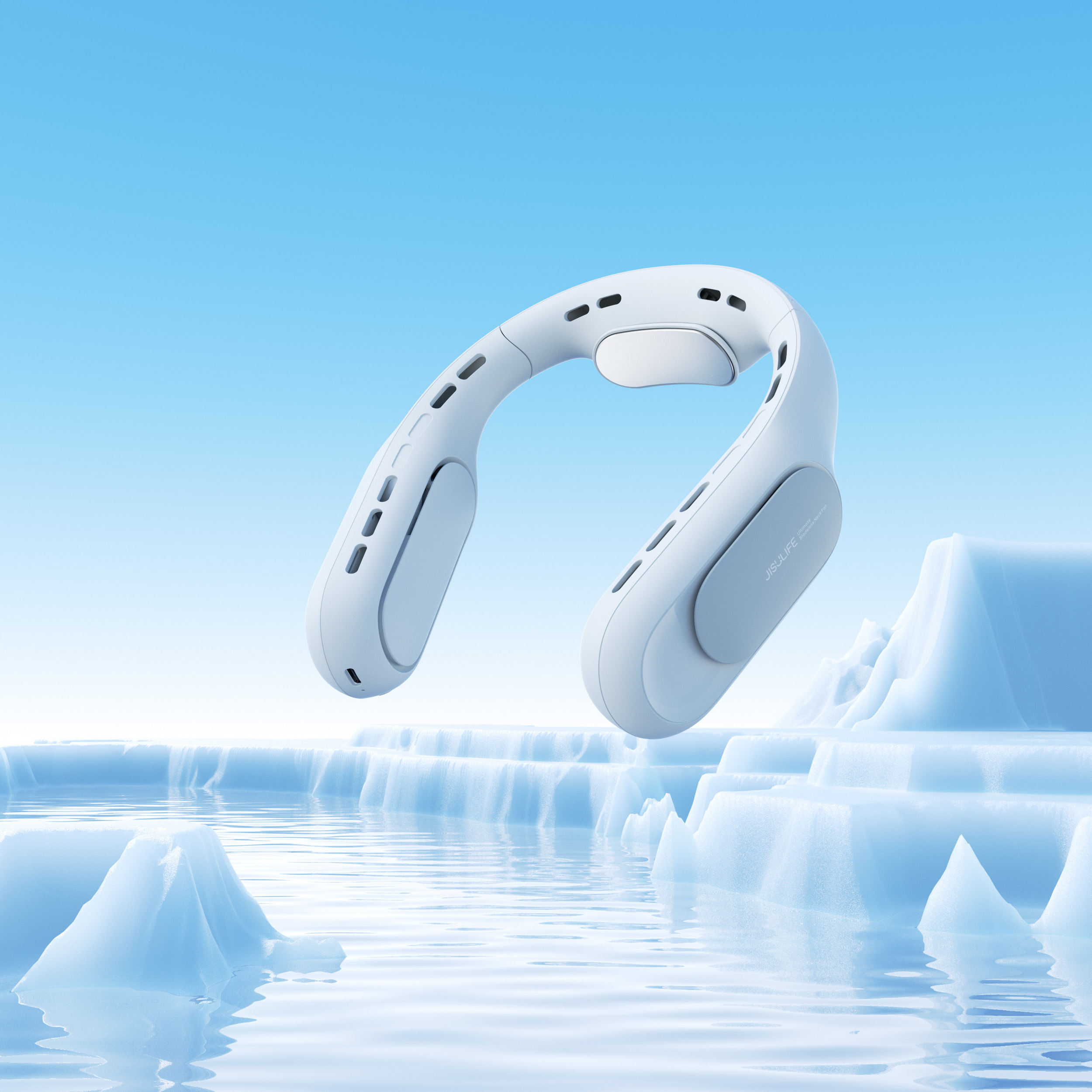 Product rendering，Hanging neck fan，