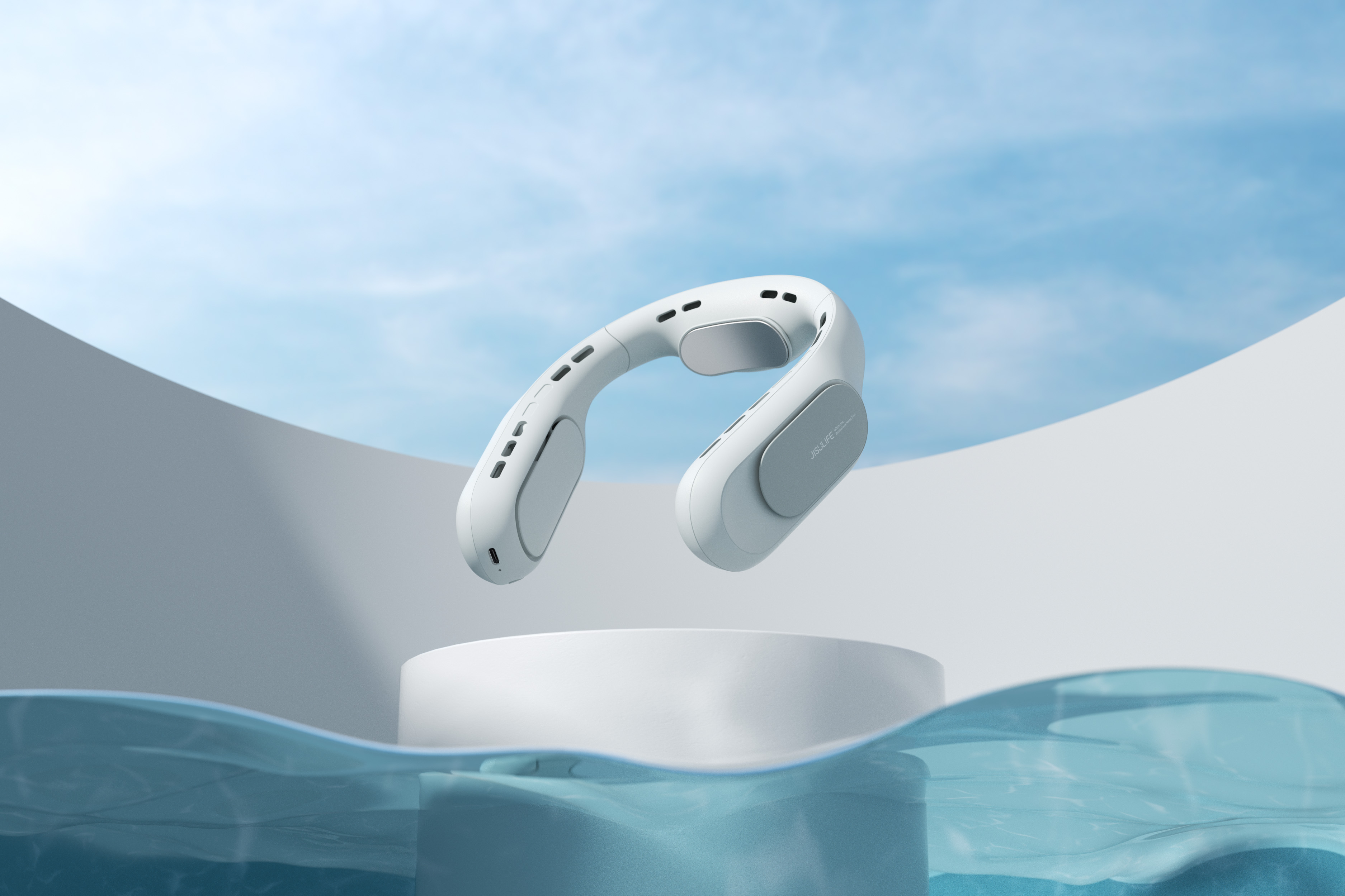 Product rendering，Hanging neck fan，