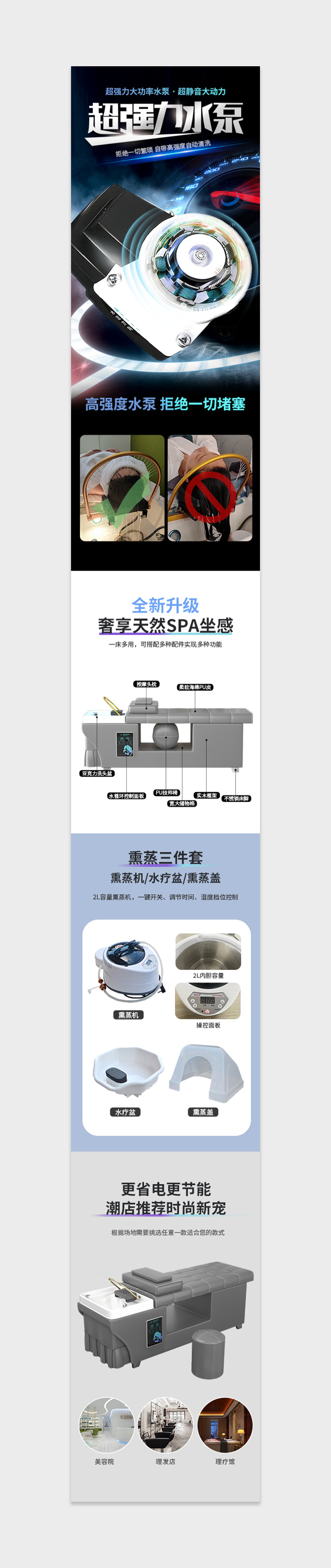 Shampoo bed，Detail page，3D rendering，