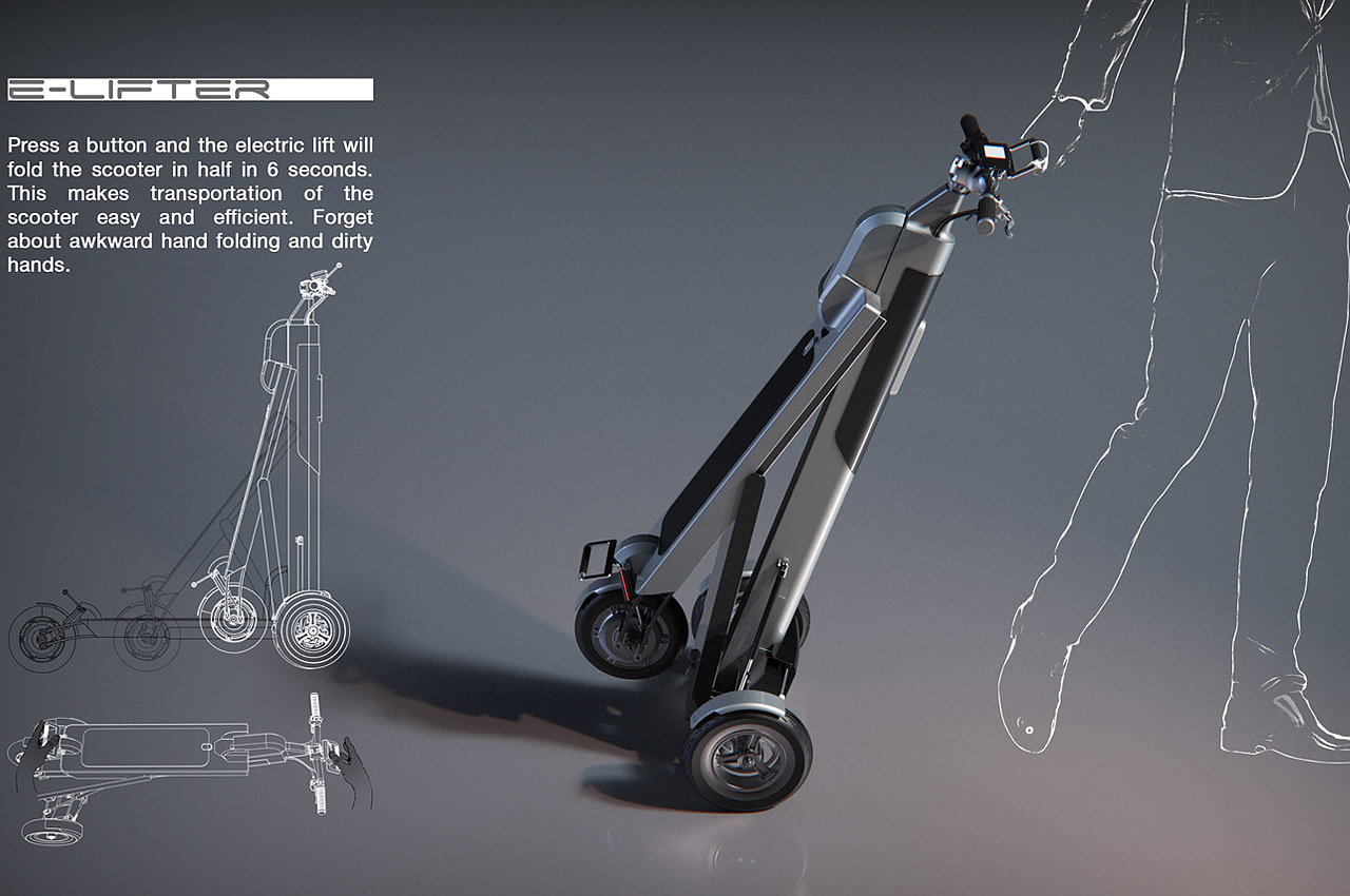 Rostyslav Matiukhin，Folding design，product design，Zipper，Electric scooter，