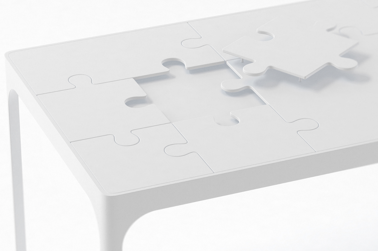 Table，Jigsaw puzzle，Tray，white，