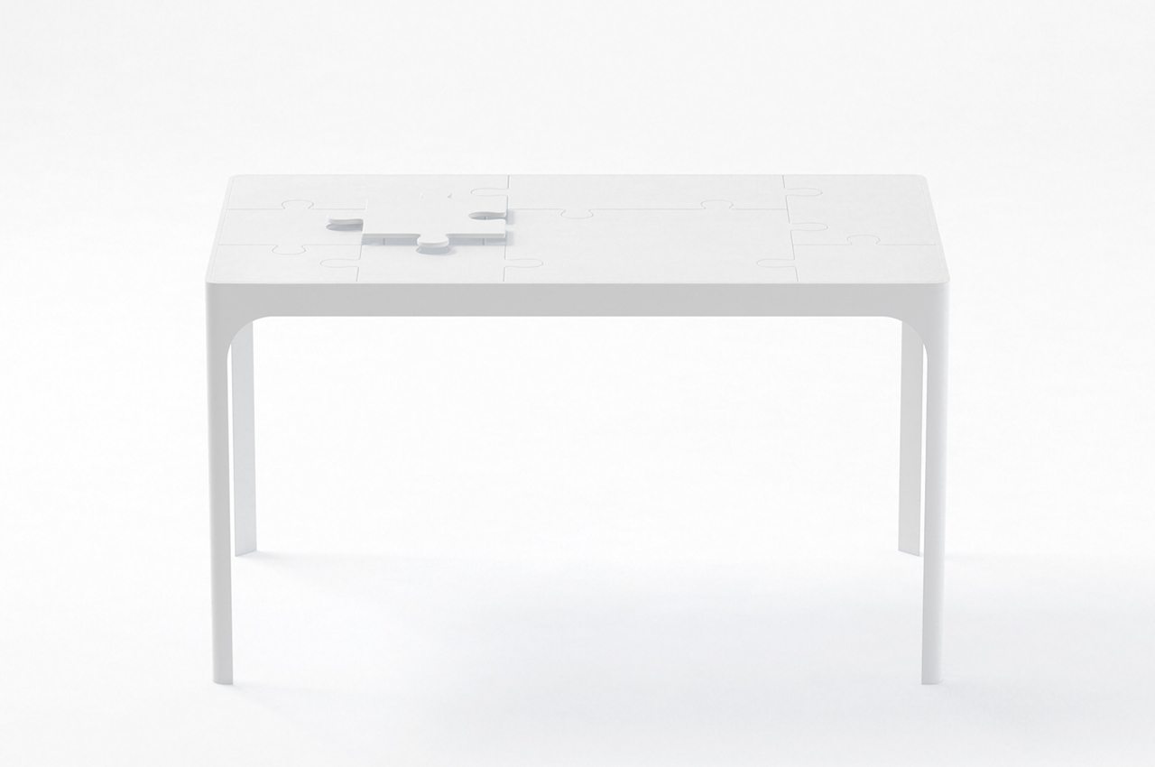 Table，Jigsaw puzzle，Tray，white，
