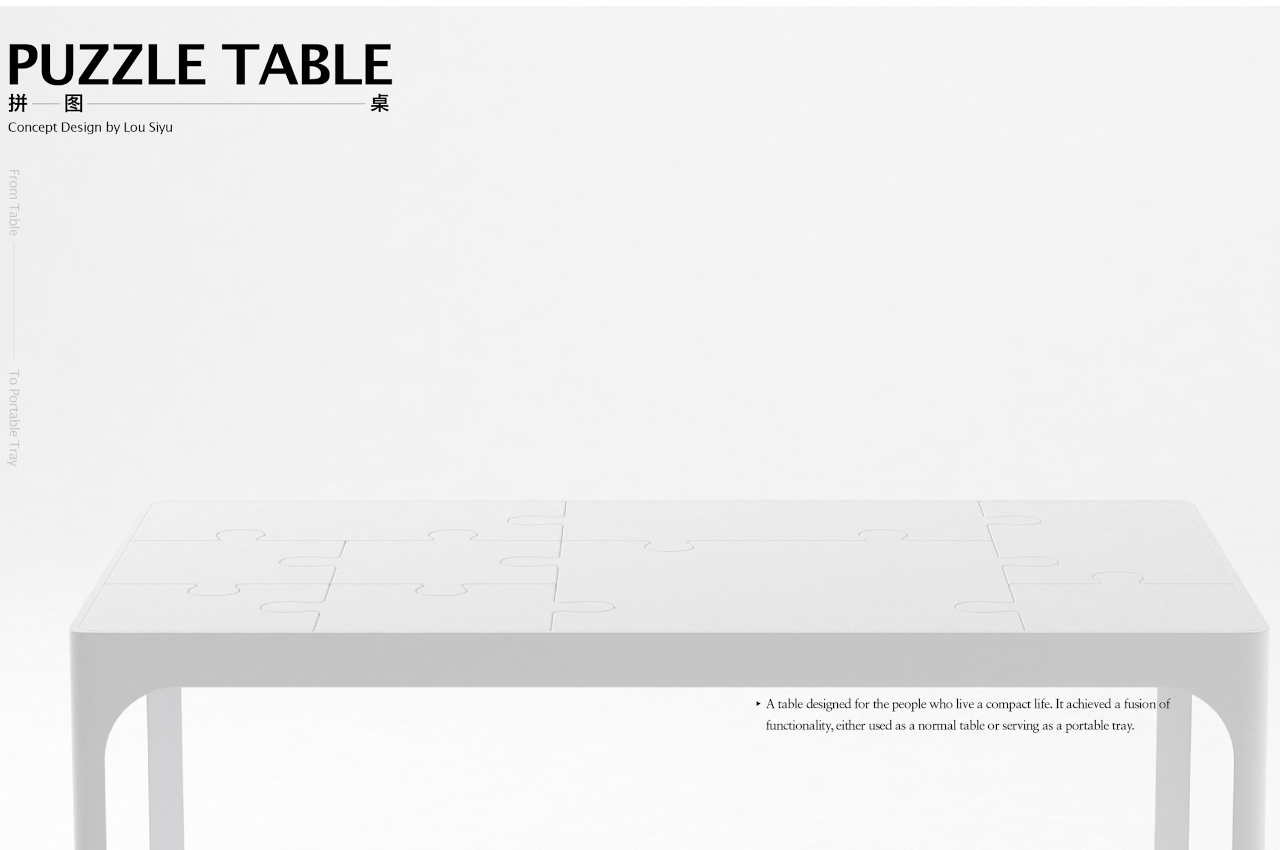 Table，Jigsaw puzzle，Tray，white，