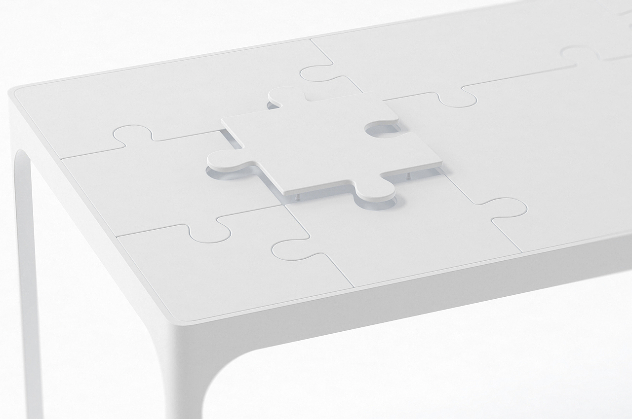 Table，Jigsaw puzzle，Tray，white，