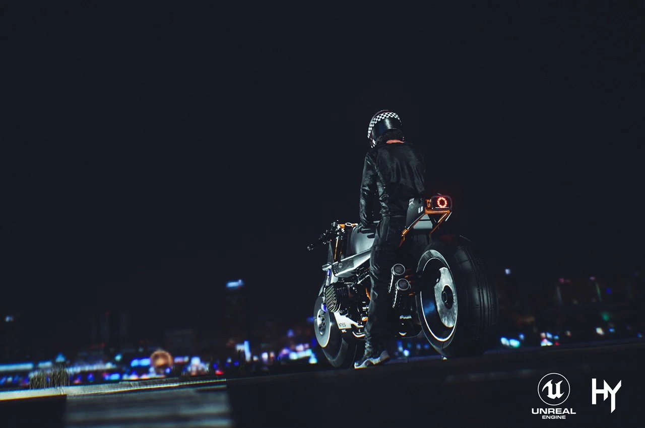 motorcycle，industrial design，Metal，R9T UE5，