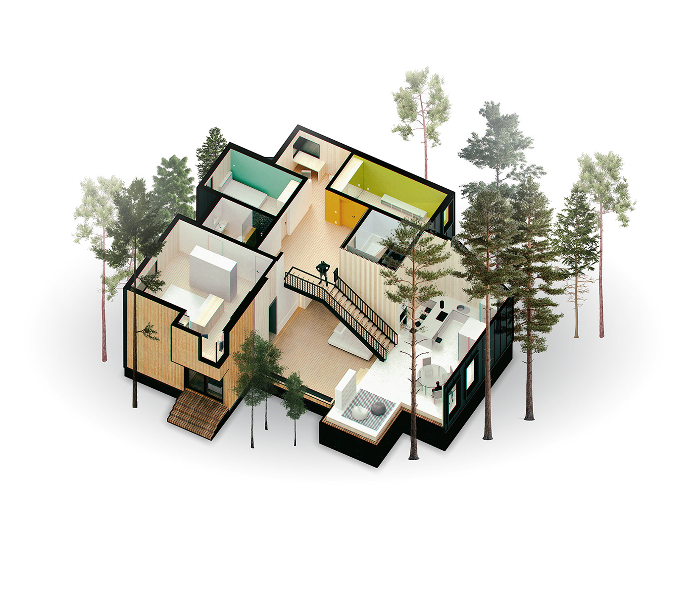 Interior design，prefabricated house，CLT，Minimalist，woodiness，Architecture，