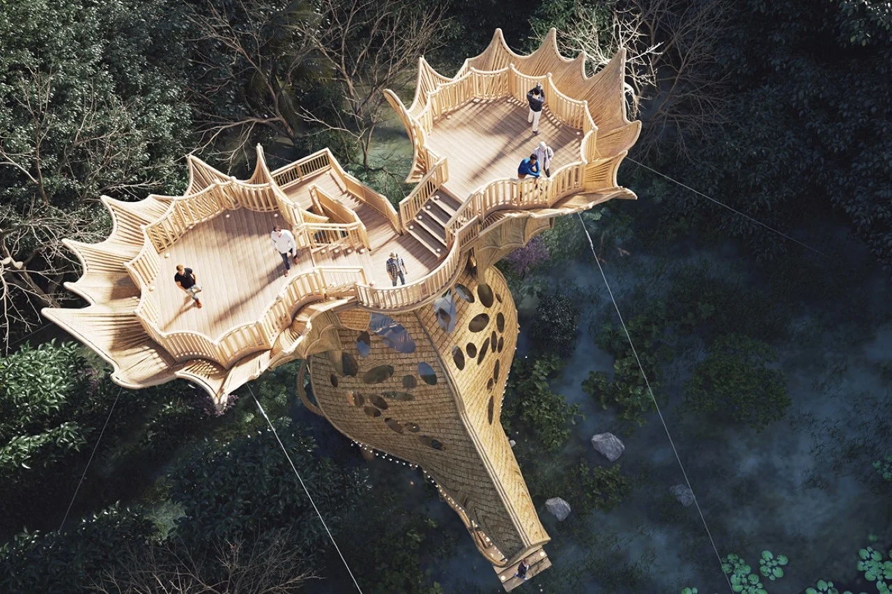 Viewing platform，Moose，Art installation，wood，Architecture，