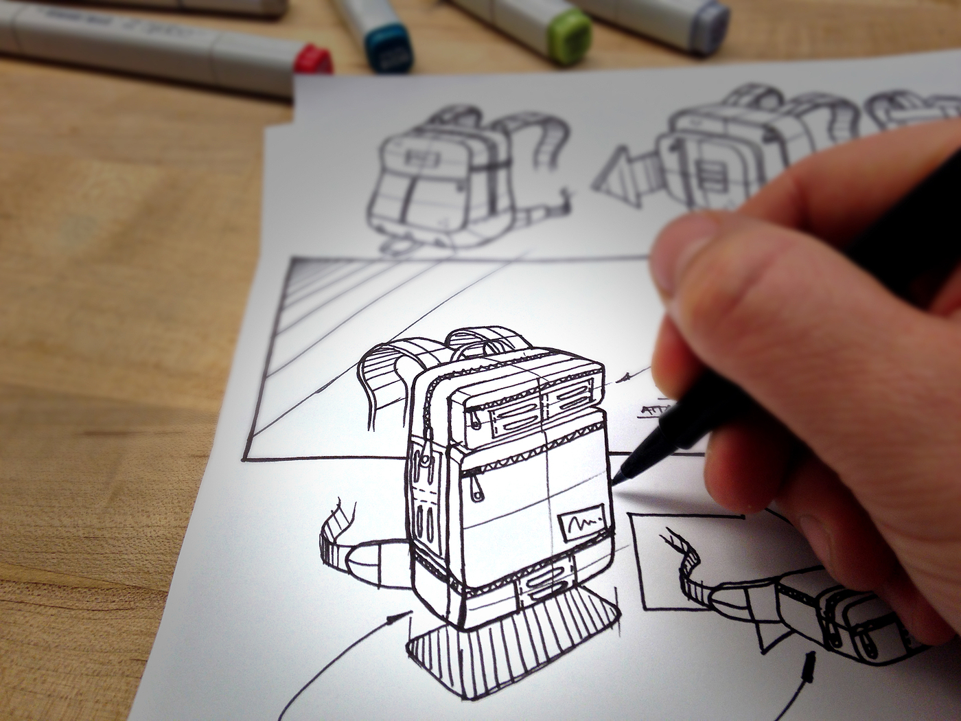 Hand drawn，industrial design，marker pen，