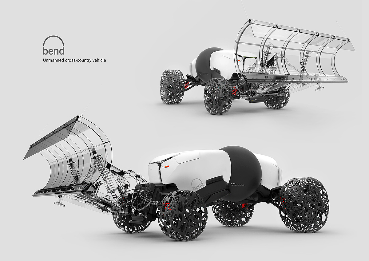 Off-road vehicle，black and white，