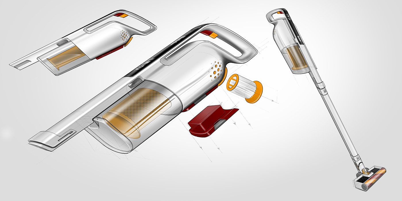 Hand drawn，Vacuum cleaner，Washing machine，