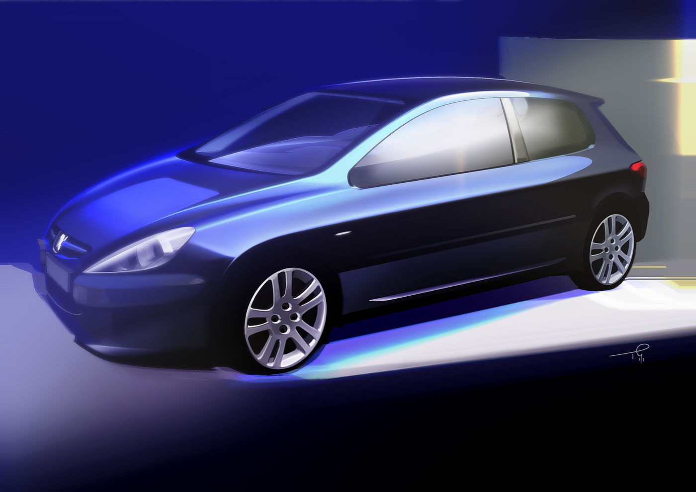 peugeot，sketch，doodle，307，