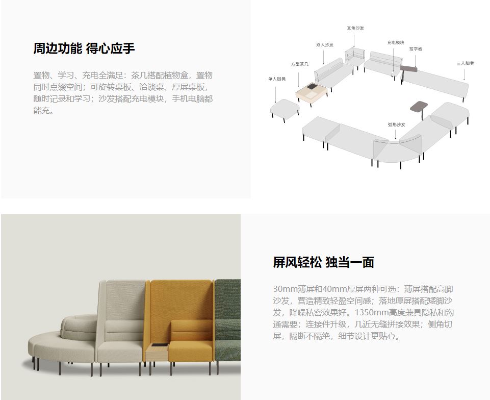 sofa，Sectional sofa，Office furniture ，furniture design ，product design，modularization，