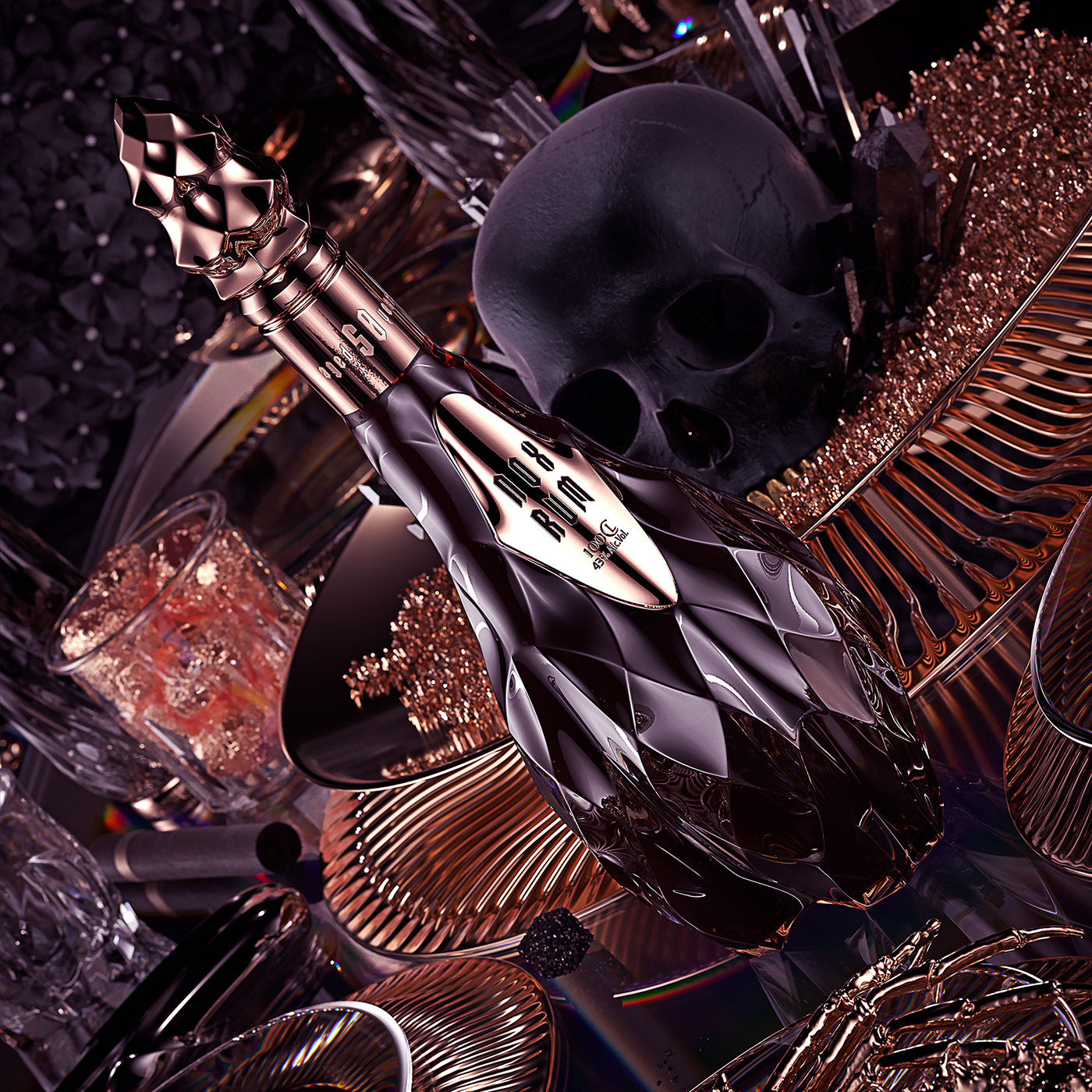 The wine bottle，packing，NOX RUM，conceptual design，