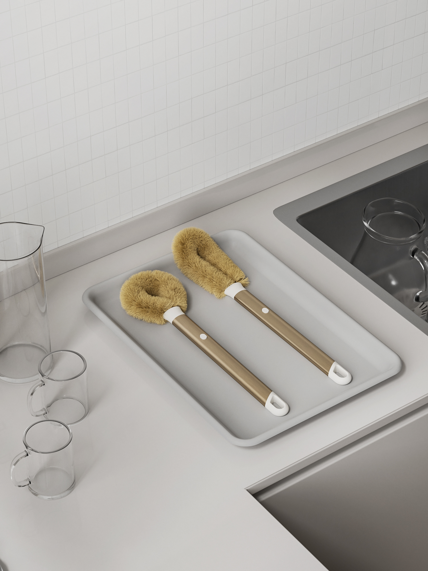 industrial design，Home Furnishing，kitchen，Metal handle cleaning brush，product design，QIQINI Kiss US，