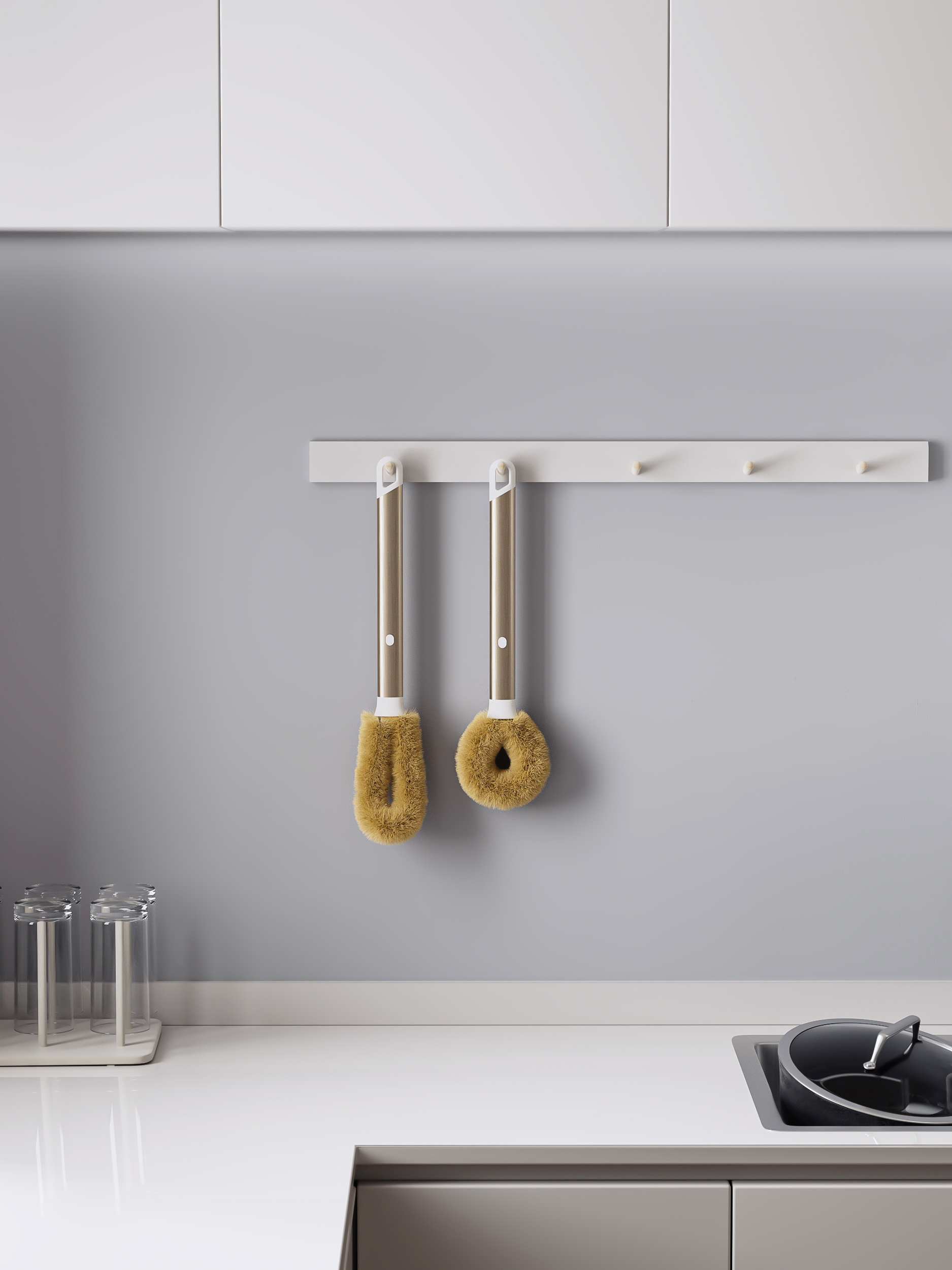 industrial design，Home Furnishing，kitchen，Metal handle cleaning brush，product design，QIQINI Kiss US，