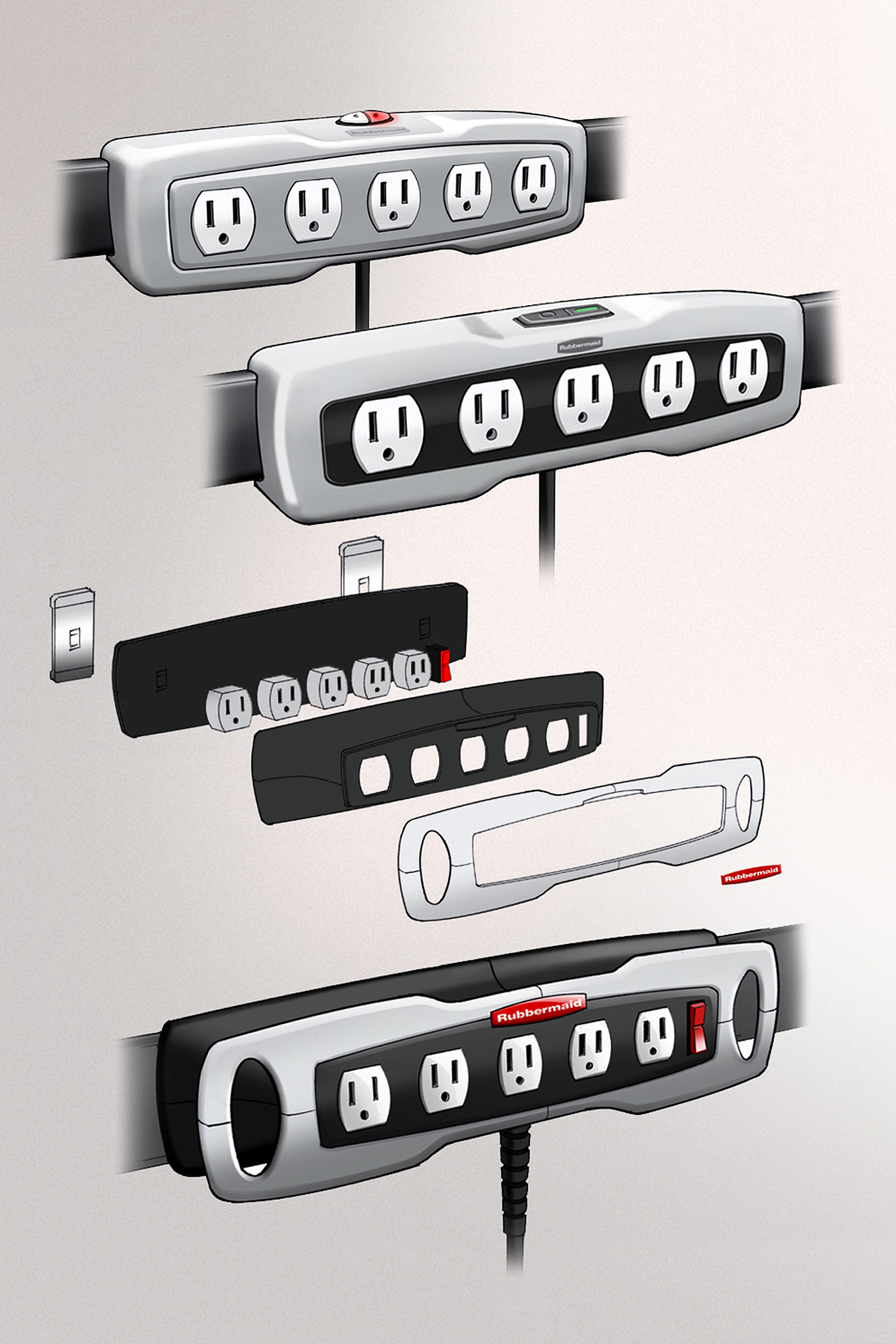 Rubbermaid，Power supply board，Arrange，industrial design，