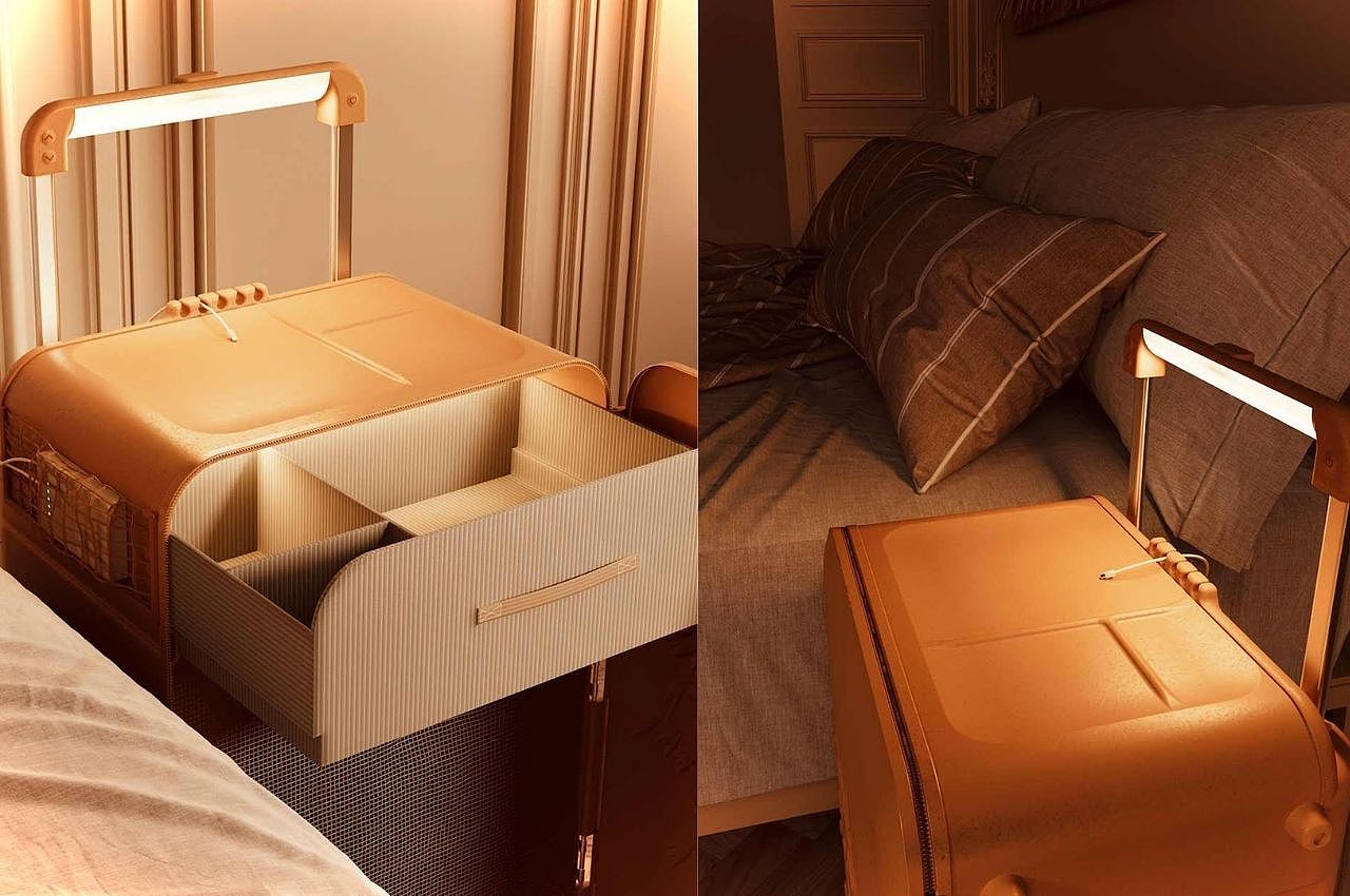 概念，手提箱，便捷的，安全的，床头柜，箱子，便携，