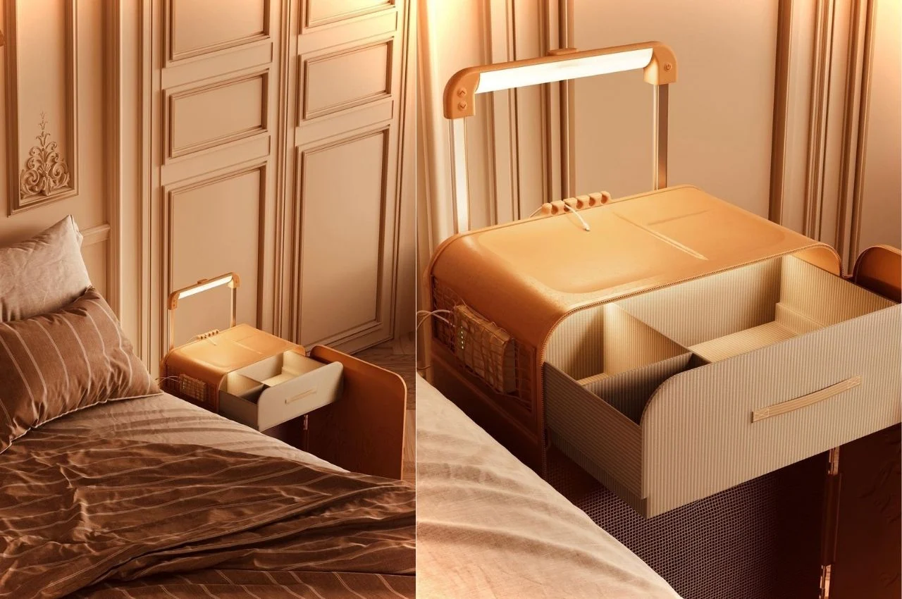 concept，suitcase，Convenient，Safe，bedside cupboard，case，Portable，