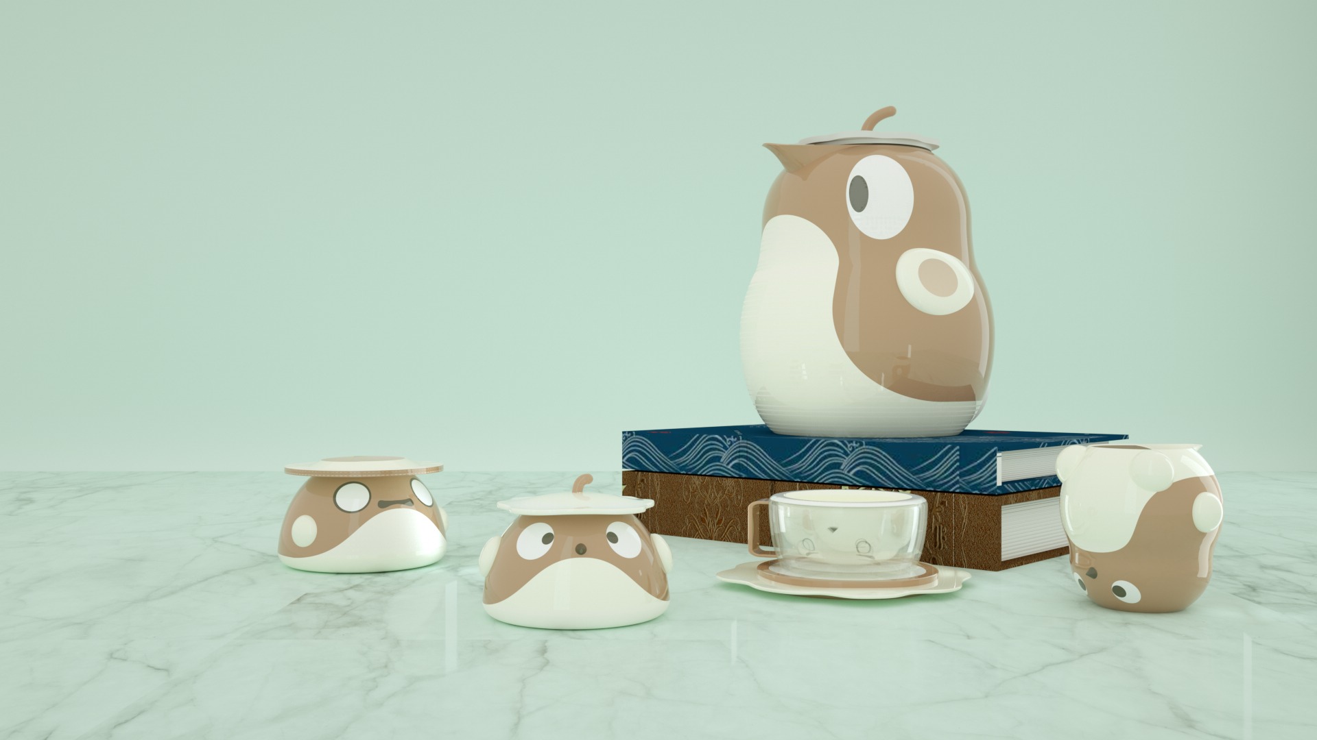 ceramics，coffee cup，coffee service，bird，