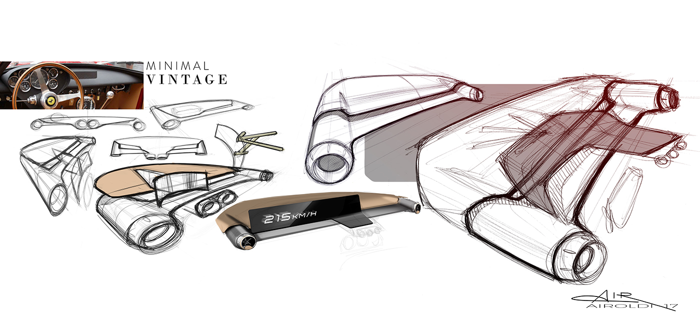 Ferrari，Interior，concept，sketch，