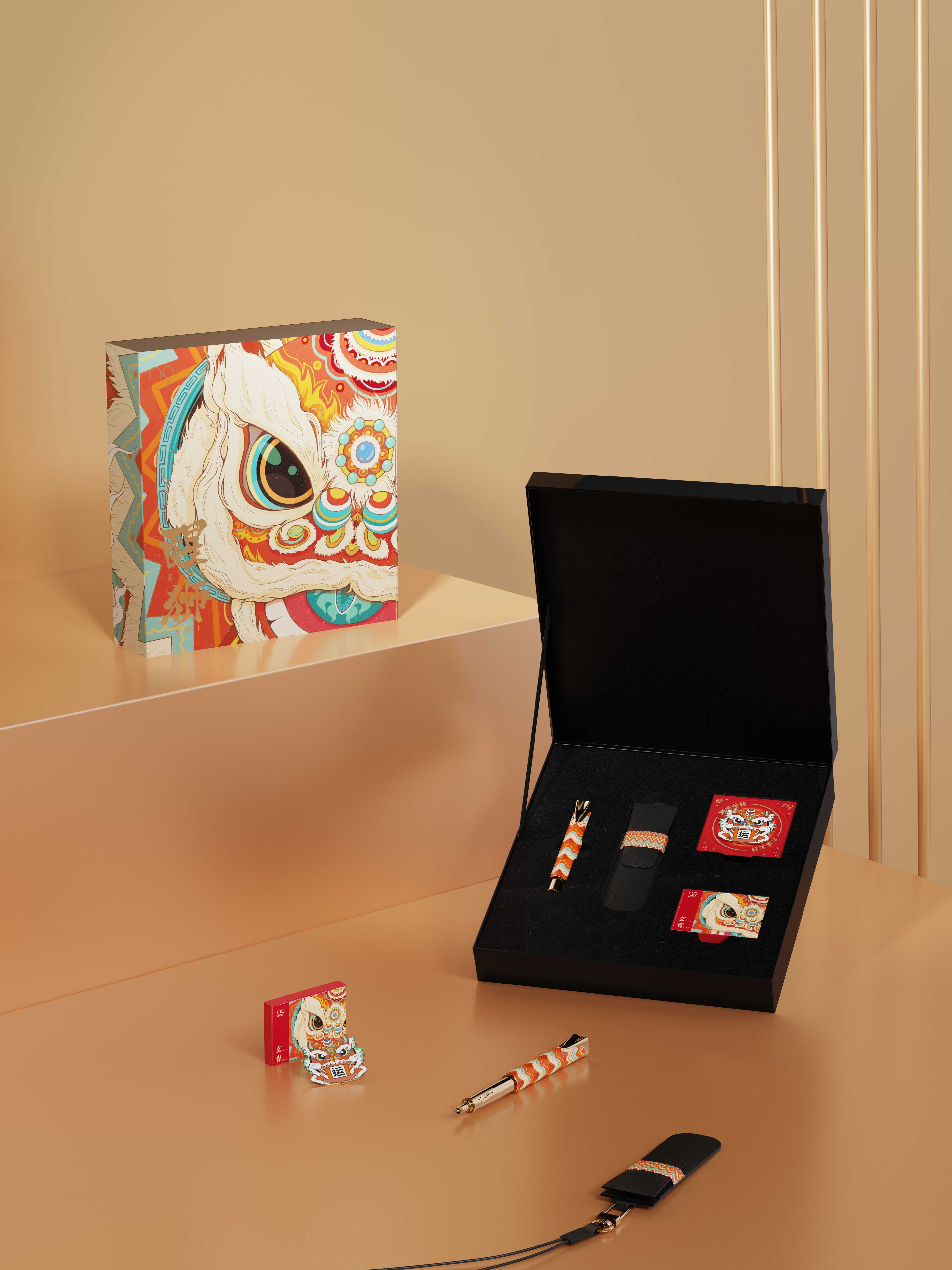 Stationery，Pen，Cultural creation，National style，Original design，Chinese culture，Lion dance，