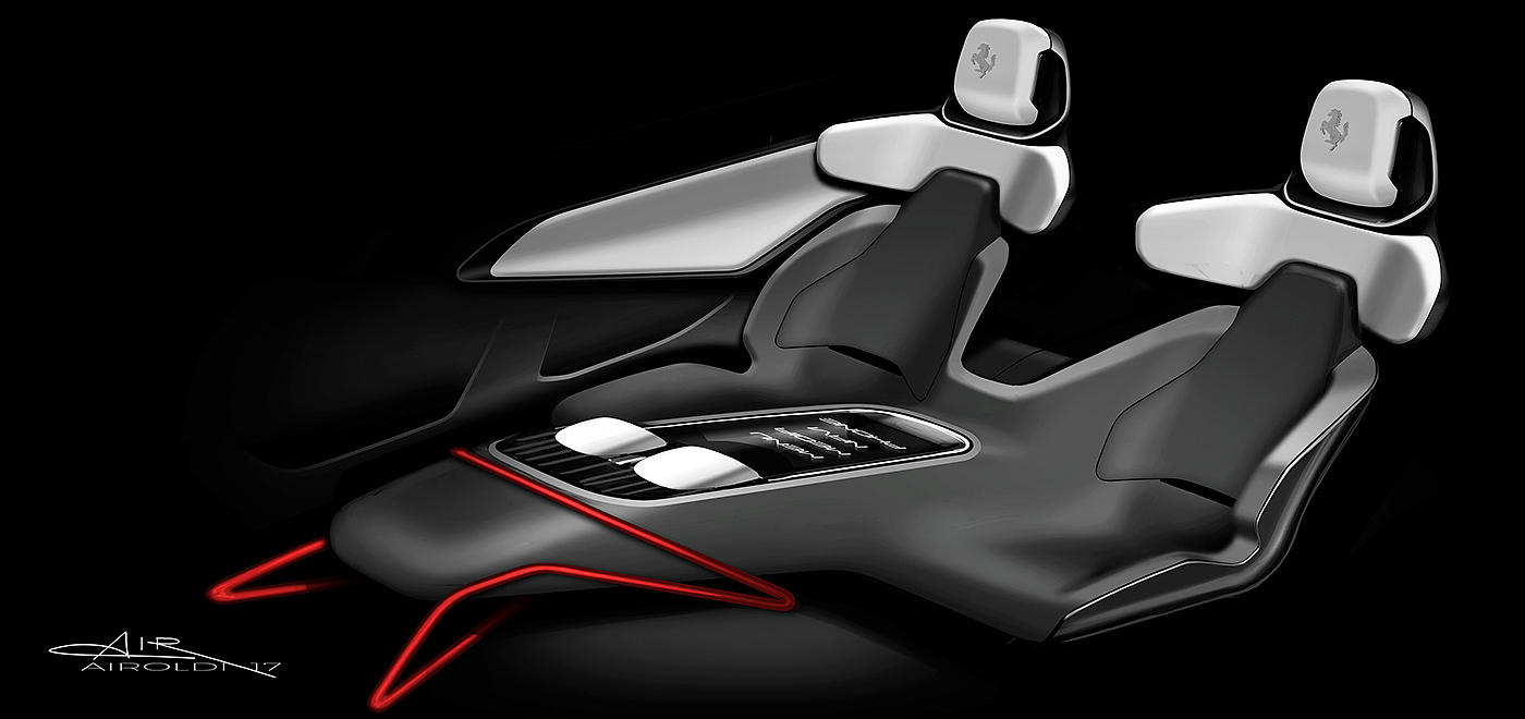 Ferrari，Interior，concept，sketch，