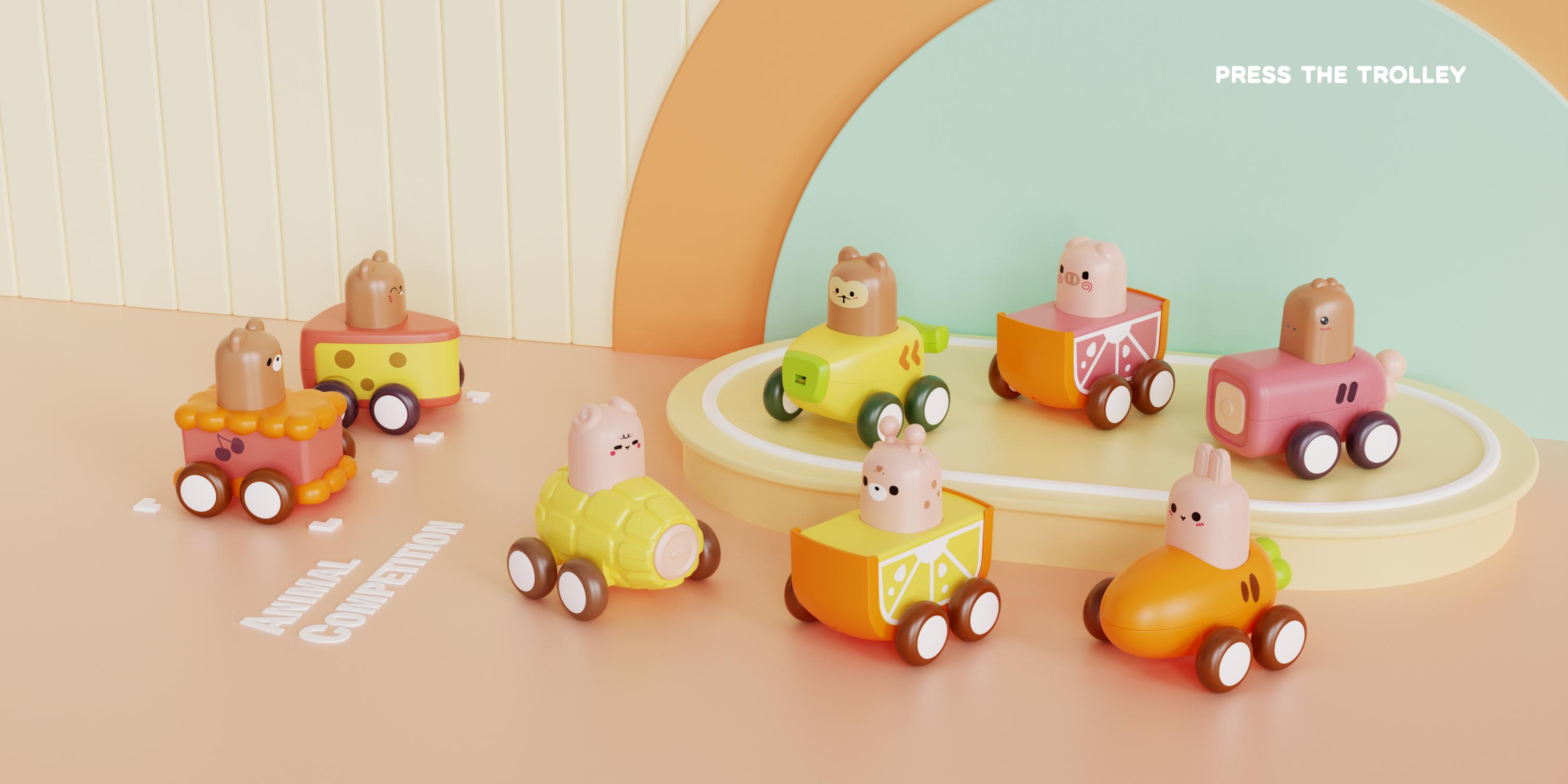 Back of the car，Press the car，Cartoon，