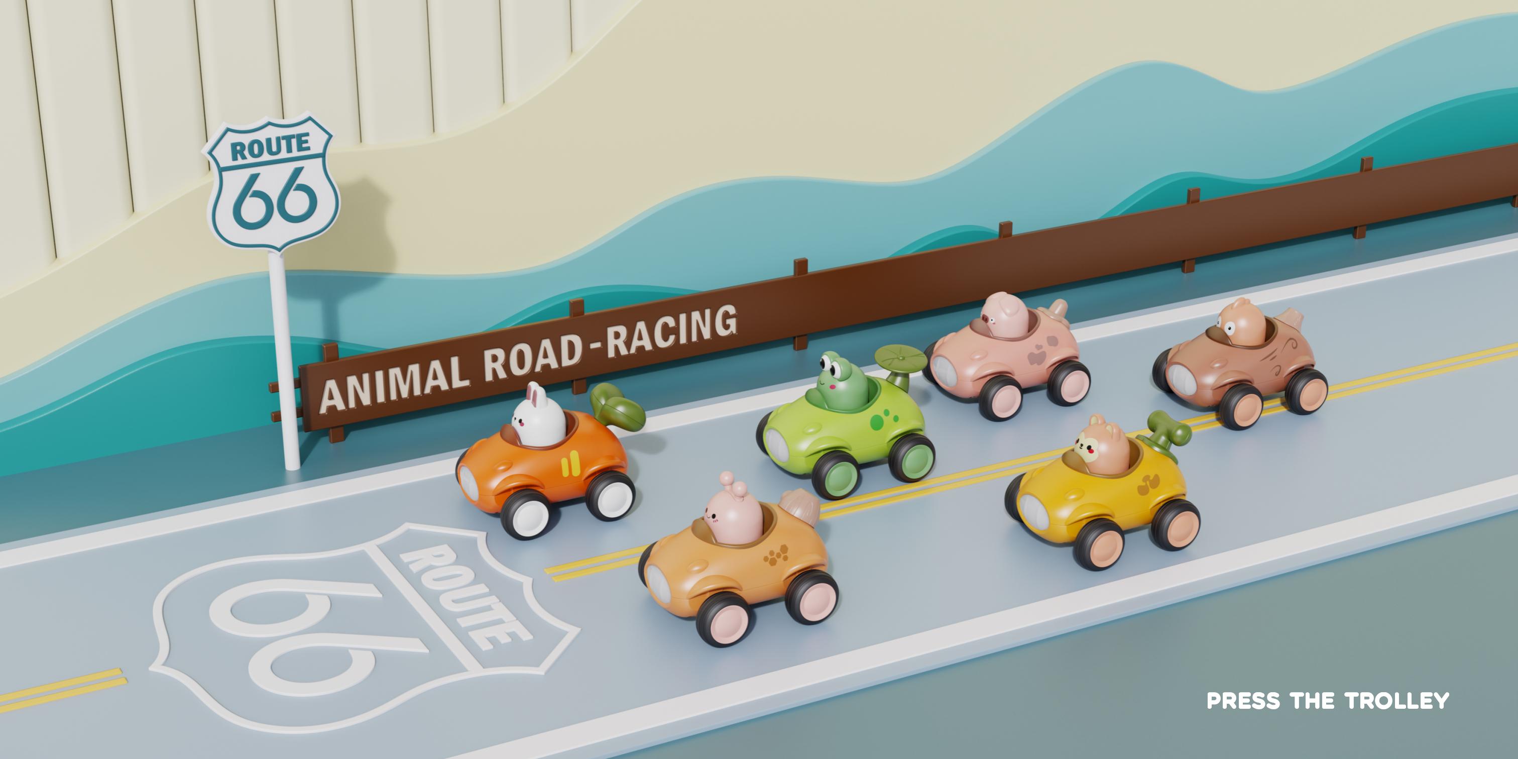 Back of the car，Press the car，Cartoon，