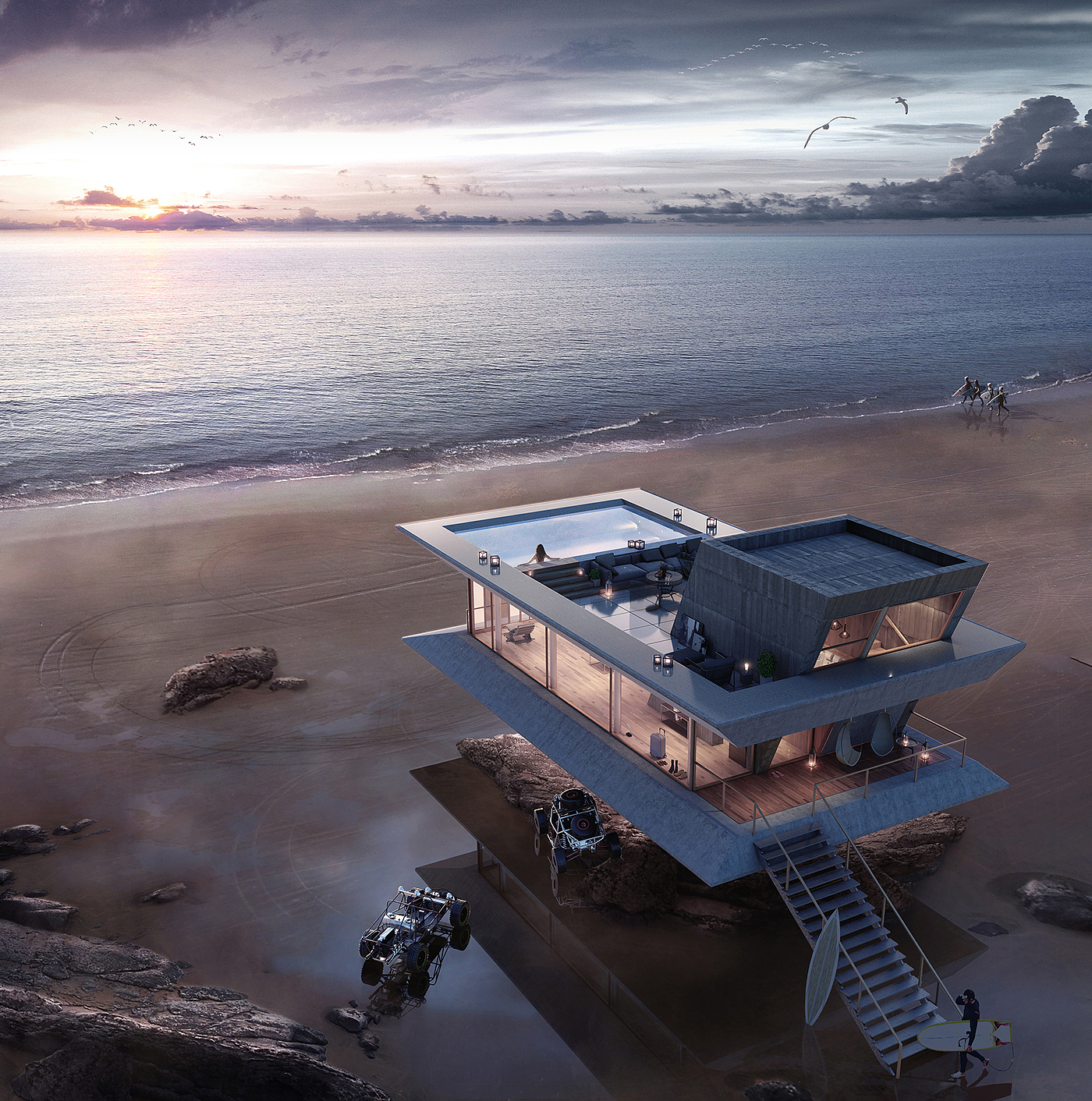 现代海景度假别墅设计|空间|建筑设计|山博design - 原创作品 - 站酷 (ZCOOL)