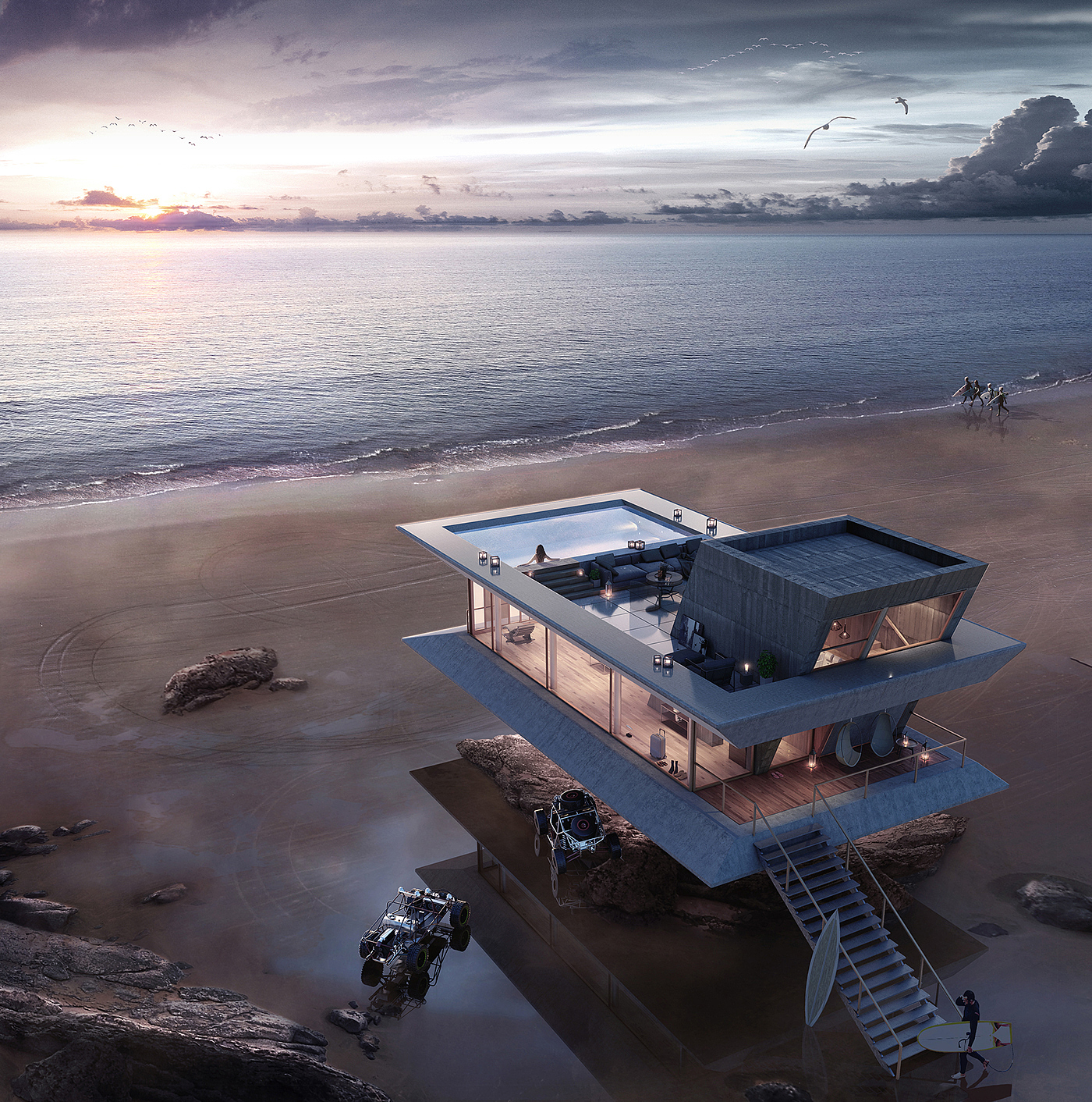 Architecture，Interior design，seaview room，