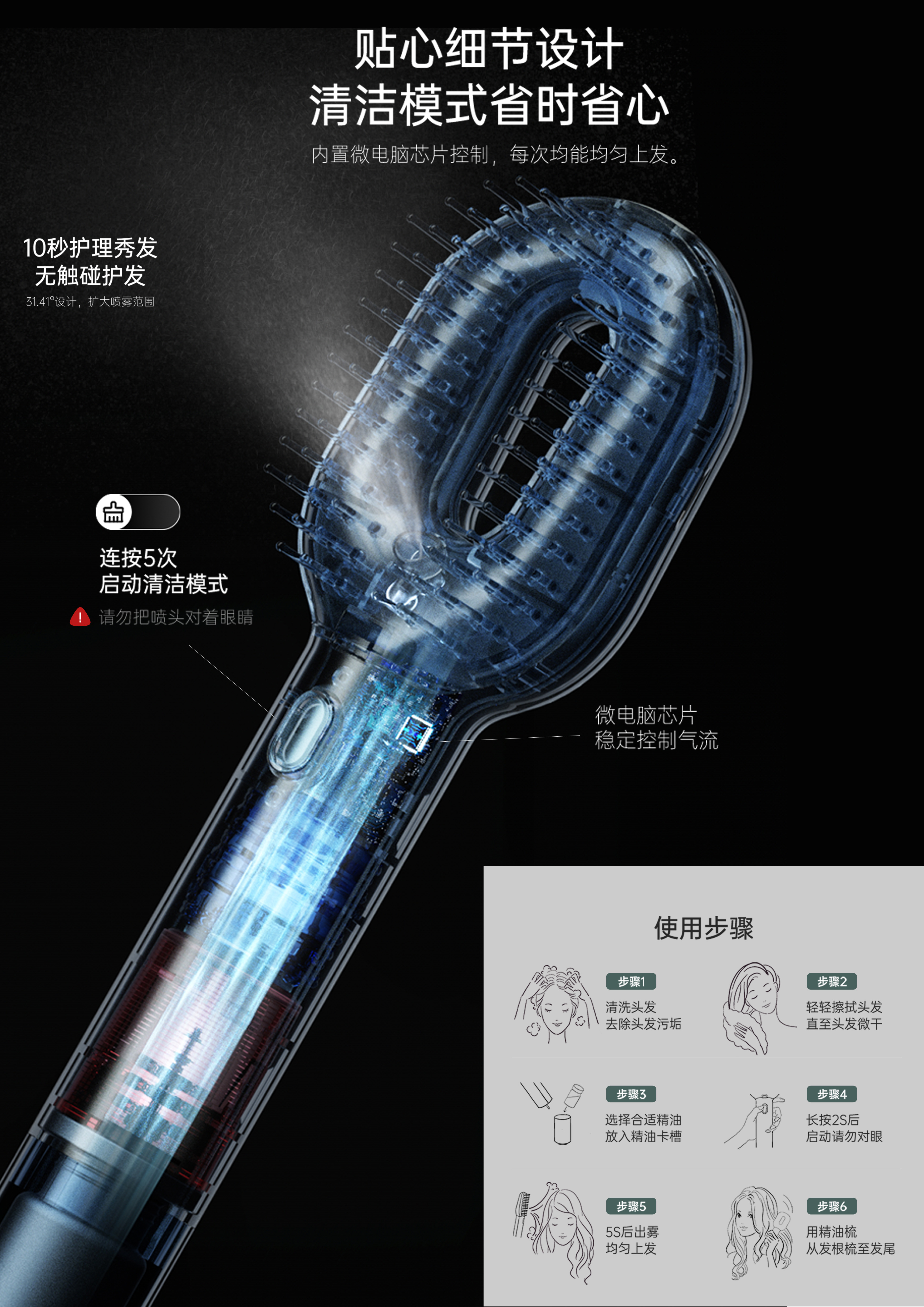 Guxin hair care essential oil dredging: once combed, it will be absorbed in 3 seconds.，