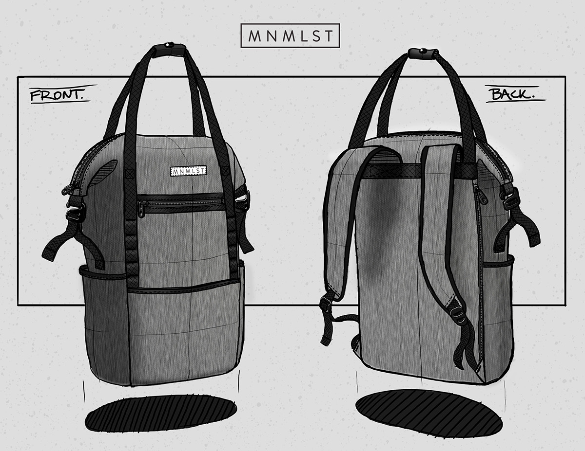 latest fashion，knapsack，Hand drawn，MNMLST.Unisex，