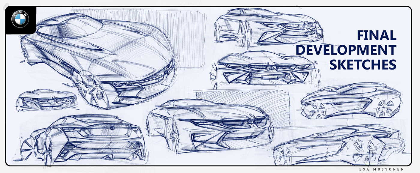 bmw，Render，design sketch，vehicle，Hand drawn，